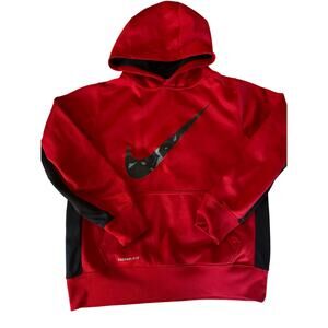 Nike red hoodie black logo size large